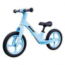 12 Inch Children Sport Bike - No Pedal Balance Bicycle For Kids 2 To 3 Years - Includes Padded Seat, Mini Grips & Flat-Free Tires - Mixed Colors | Youngsters's Balance Bike | Durable Nylon Frame - Blue - View 2