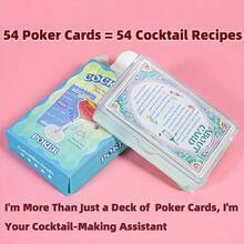 54pcs Cocktail Recipe Playing Cards With Acrylic Storage Box, Unique Drink Making Guide Cards For Home, Bar, Game Night Parties, Collector's Edition - Multicolor - View 8