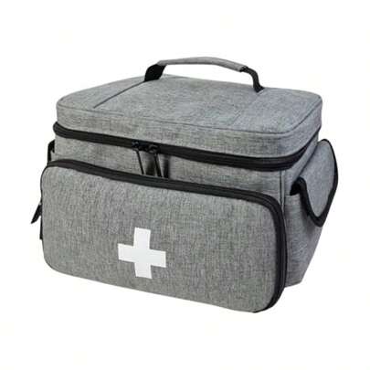Medical BagEmpty First Aid Bag Emergency Kit Nurse Bag Large Capacity Medicine Organizer With Multiple Compartments For Home Visits Home Travel Grey