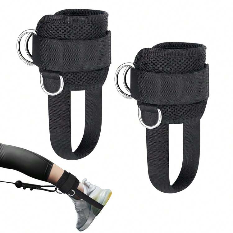 Tobillera de polea para máquina de cable, Grilletes para tobillo gym con anillo en D, Correas de tobillo gimnasio ajustable para ejercicios de piernas, abdominales y glúteos, para hombres y mujeres - 1 - Añade 5