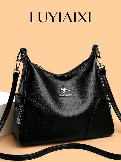 LUYIAIXI 2026 Nowa damska torebka, modna, uniwersalna, miękka skórzana torba na ramię o dużej pojemności, jednokolorowa, minimalistyczna, swobodna torba typu crossbody