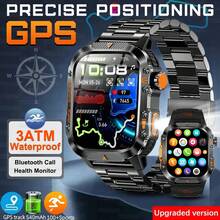 GUHUAVMI 2025 New Men's Outdoor GPS Sports Smartwatch, 2.01inch HD Full Screen Touch, With Strong LED Flashlight, Dual-Band GNSS Positioning, 3ATM Waterproof Swimming Watch, Call Answering, Message Reminder, Health Monitoring, Fitness Tracker Bracelet, GPS Tracking, Compass, Altitude Air Pressure, 540mAh Battery, Multi-Color Strap, Smartwatch For Men, Smartwatch For Women, Compatible With Android And IOS