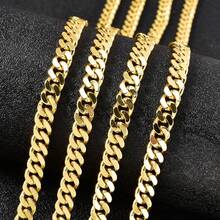 1 chiếc vòng cổ dày 6mm thời trang cổ điển bằng vàng 18k (Thiết kế họa tiết khác nhau hai mặt) Phong cách Hip Hop Phù hợp cho nam nữ các cặp đôi Trang phục dự tiệc hàng ngày Dây chuyền đa năng Trang sức mọi mùa - Vàng - Xem 3