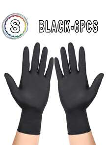 Guantes desechables de nitrilo negro, sin látex, antiestáticos, impermeables, guantes de trabajo multiusos. Guantes de nitrilo desechables para cocina, baño, hogar, uso doméstico - Negro - Ver 13