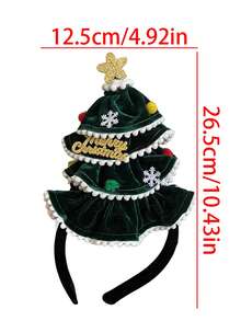 1pc Cute Plush Red Santa Hat, Cartoon Snowman Green Christmas Tree Headband For Women, Photo Prop & Party Accessory, Hair Band, Hair Hoop - Multicolor - View 14