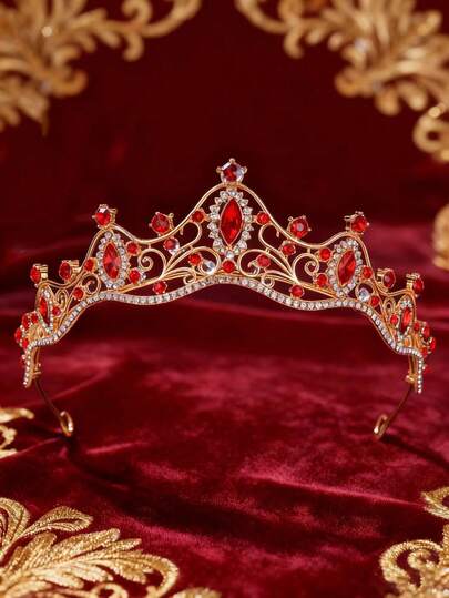 1 pieza Tiara de princesa de moda para mujer, corona con brillantes de cristal, accesorios para el cabello para cumpleaños, diadema, corona de disfraz, guirnalda para el cabello, tocado, tiara, corona, boda, regalos para damas de honor, atuendos para fiestas