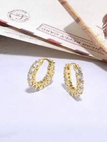 1 Paio Di Orecchini A molletta Uomo Alla Moda Completamente Tempestati Di Strass, Accessorio Gioiello Per Vacanze E Raduni