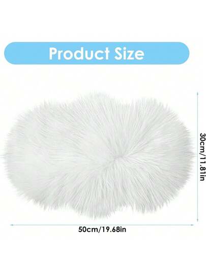 Molain Bench Cushion, Fluffy Carpet, Wit Zachte Faux Fur, Bedroom, Balcony, Couch, Reading Corner, Plush Mini Car Chair, Seat Cover, Hallway, Fireplace, Living Room, Vloer ations (50 Cm Oval) view 2