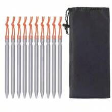 Conjunto de 10 estacas de alumínio para barraca, 18 cm/7 polegadas, ideais para camping, piquenique, trilhas, praia e proteção solar. - 10 PCS - Ver 6