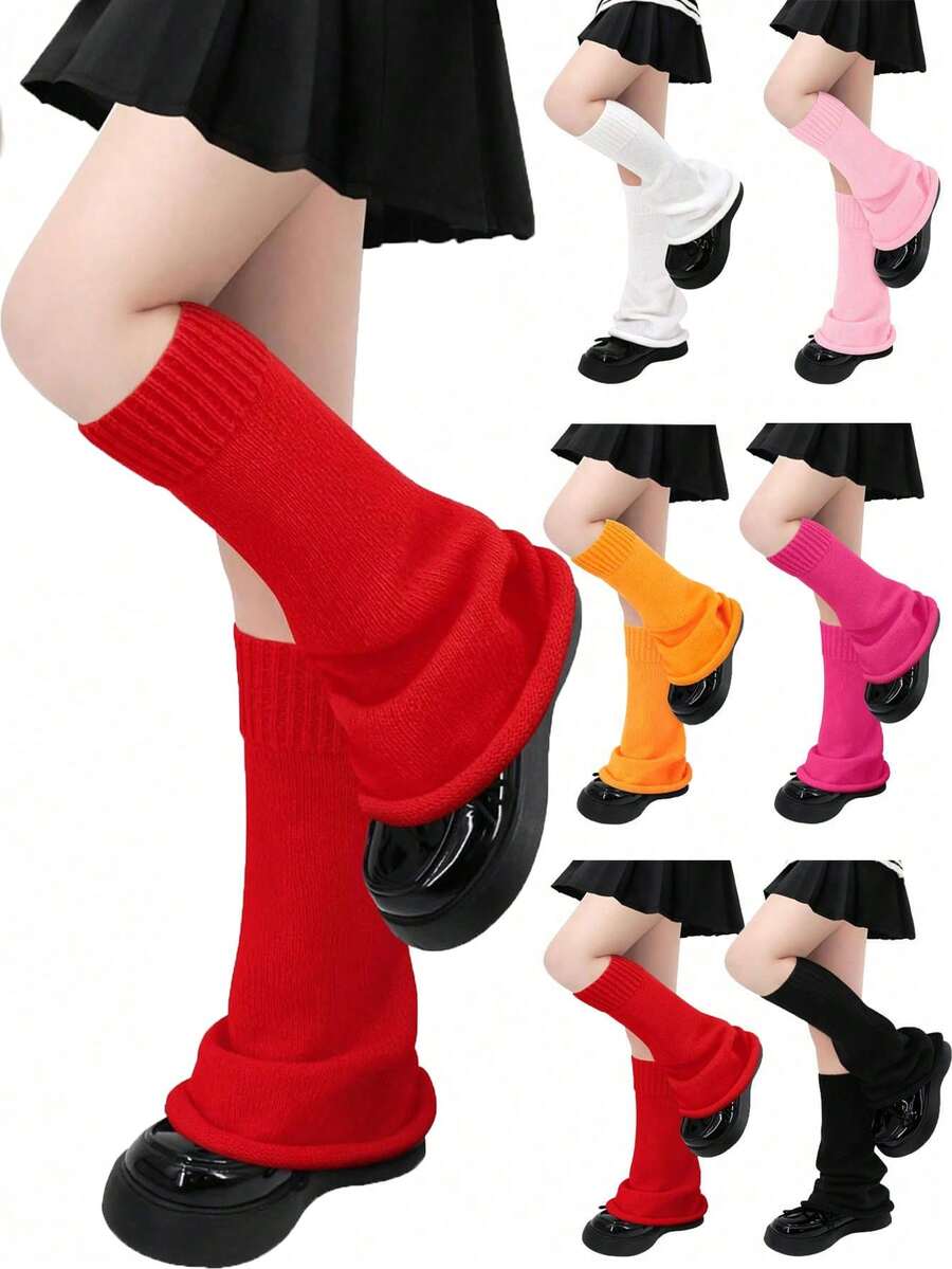 1 đôi tất giữ ấm chân màu đỏ Giáng sinh kiểu Y2K, phù hợp cho bé gái và phụ nữ, phụ kiện phong cách Gothic Lolita, thoải mái và ấm áp. - Nhiều màu - Xem 1