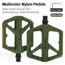 WEST BIKING 1对宽平台尼龙自行车脚踏 密封轴承 防滑 反光 通用 山地公路自行车