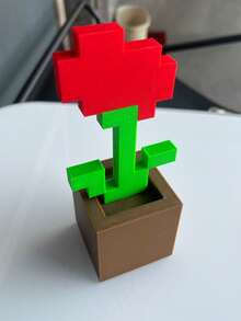 زهرة التوليب ذات البكسل المطبوعة ثلاثية الأبعاد بطول 17 سم/6.7 بوصة، ديكور منزلي فريد للغرفة والمكتب والمعيشة، مصنوعة من البلاستيك بتصميم بكسل، أوراق خضراء، نماذج أزهار مطبوعة متعددة الألوان، مثالية لديكور المنزل الحديث، ديكور بدون طاقة | ديكور منزلي حديث | حرفية، ديكور غرفة المعيشة والإكسسوارات - متعدد الألوان - مشاهدة 10