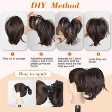 Synthetic Claw Clip Ponytail Hair Extensions Messy Short Straight Ponytail Blonde Brown Heat Resistant Pony Tail Fake Hair Chign - Multicolor - View 7