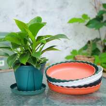 塑料圆形波浪形植物托盘，塑料植物托盘，耐用重型花卉植物盆栽滴水托盘容器，适用于家庭花园室内外植物托盘、陶土花盆和种植箱，确保植物根系健康，防止土壤侵蚀，并为植物提供稳定的生长环境，同时起到支撑植物和促进排水的作用（款式随机发货）。