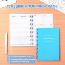 1 Stück undatierter Planer Notizbuch, 54 Seiten Wochen-/Tagesplaner, Zeitmanagement Datingplaner, wasserfester Einband zum reibungslosen Schreiben, Planer für das neue Jahr 2026, Weihnachtsgeschenk für Freunde und Familie - mehrfarbig - Übersicht 20