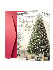 1pc, Christmas Card With Envelope For Sister And Brother-In-Law - Premium Paper Holiday Card For Christmas Celebrations And Special Occasions,Christmas - Beige - View 9