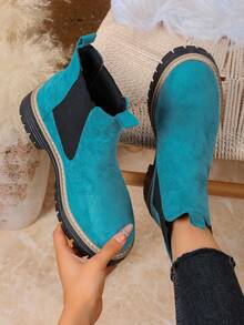 Damskie botki i krótkie kozaki, buty wsuwane, czarne buty, zimowe kozaki, czarne buty, buty damskie, płaskie buty, nowe buty, krótkie kozaki, buty damskie, obcasy - Jasnoniebieski - Zobacz 10