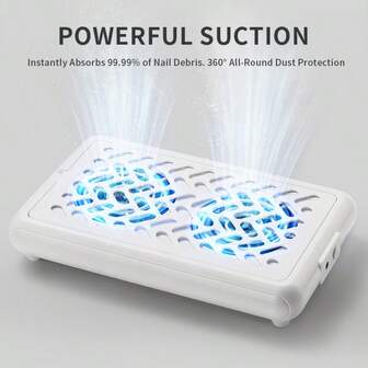美甲吸尘器，双风扇专业美甲真空吸尘器风扇，带滤纸（10片），适用于美甲沙龙和家庭的亚克力指甲抛光和美甲护理。