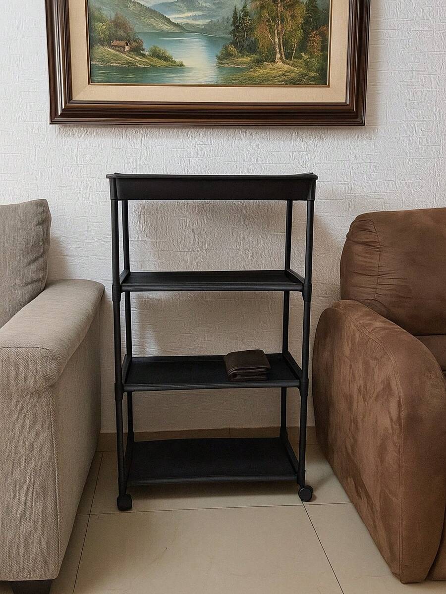 Carrito de Almacenamiento de 4 Niveles para Cocina Moderna con Ruedas y Bandejas Metálicas Multifuncionales - Negro - Ver 1