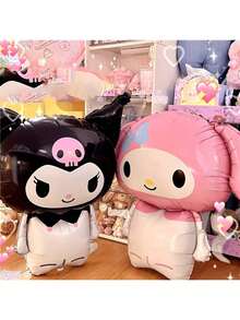 Kuromi & My Melody Large Foil Balloons 2pcs, Star-Shaped Red & Black Birthday Party Decorations, Perfect Classroom Christmas Decorations, Christmas Gifts, Christmas Surprises - Multicolor - View 2
