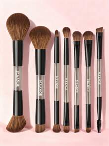 MAANGE 1支/7支/12支/20支专业铝制化妆刷套装，包含散粉刷、腮红刷、遮瑕刷、修容刷、鼻影刷、眼影刷、眉刷、细节刷、粉底刷、高光刷、晕染刷，是粉状、液体粉底等的理想化妆工具。 - 黑色 - 查看 2