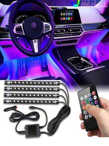 4 Stück 48/72 Lampen Intelligente RGB Auto Innenraumbeleuchtung mit Fernbedienung und Steuerung - wasserdicht, DIY und Musikmodi - nicht oft für Autodekoration, Camping und Reisen geeignet - für verschiedene Modelle von LED Weihnachtsbeleuchtungsstreifen - das perfekte Geschenk für den Freund