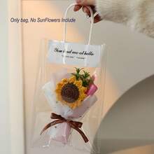 Buchet de floarea-soarelui croșetat manual, decor de casă cu floarea-soarelui, decor de birou cu tematică caldă, perfect pentru Ziua Îndrăgostiților, Ziua Recunoștinței, Ziua Profesorilor, Anul Nou, cadou de Crăciun, aranjament din material autoadeziv pentru casă sau birou, decor de floarea-soarelui, inclusiv hârtie de ambalare - Multicolor - Vizualizare 9