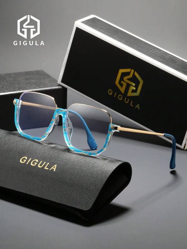 طقم نظارات نسائية مسطحة بطراز بوهيمي ذو تدرج لوني، مصنوعة من مادة البولي كربونات مع ملمس معدني