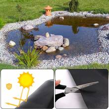Lona para estanque de gran tamaño y alta resistencia - Lámina de polietileno de alta densidad (HDPE) impermeable para estanques de peces koi, piscinas de jardín, acuarios - Resistente a los rayos UV, productos químicos y plantas, lona negra (compatible con tierra/grava) - Negro - Ver 7