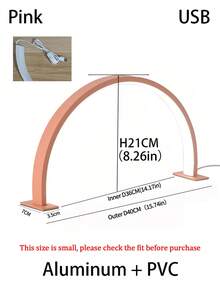 15.74 In/22.44 In White/Pink Crescent Shape Nail Lamp,USB Push Button Plug Desktop Lamp,For Nail Fill Lighting, Vanity, Handmade Desk, Nightstand,Monochromatic White Light - white light - View 13