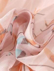 Women's Floral Mesh Pleated A-Line Skirt, Versatile Spring/Summer Item, Comfortable For Vacation & Daily Wear, Essential For Spring/Summer Outfits, Suitable For Valentine's Day - Pink - View 5