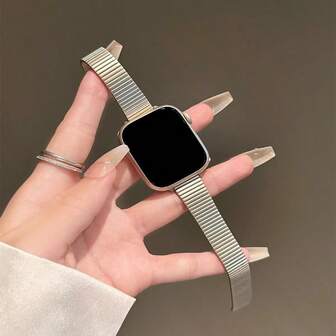 1 件兼容 表带 38 毫米 40 毫米 41 毫米 42 毫米 44 毫米 45 毫米 49 毫米 46 毫米女式替换不锈钢腕带，闪亮，适用于 S9 S10 S11 表带，女式金属表带，适用于 SE9/8/7/6/5/4/3/2/1