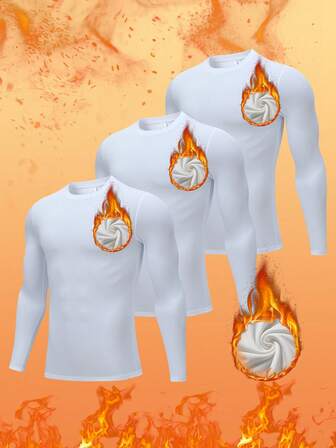 3pcs Men'S White Thermal Underwear Tops Are Close To The Warmth, Comfortable, Elastic, Cold-Proof Home Pajamas, Outdoor Wear Undergarments, Thermal Insulation Winter Gifts