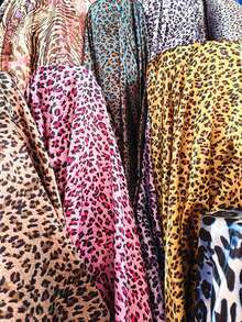 1pc Faux Silk Leopard Print Satin Fabric, Pre-Cut DIY Fashion Sewing Material - Multicolor - View 4