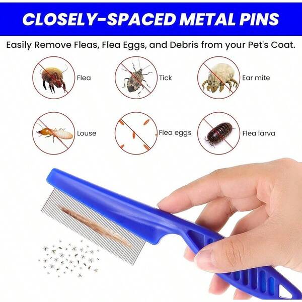 Pet Hair Comb Tear Stain Removal, Flea Comb For Dogs, Removes Crust, Mucus, And Stains, 2 In 1 Dog Comb For Small Dog...