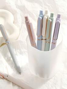 5pcs/Set Random Style Elegant Ballpoint Pens, Soft Grip, 0.5mm Fine Tip, Black Ink, Suitable For Diary, Office, Study, Writing Tools, Simple & Fashionable Design, Comfortable Grip, Durable - Multicolor - View 6