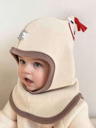 1pc Baby Smiling Face Earflap Hat, Windproof Neck Warmer, Autumn/Winter