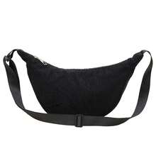 Bolso bandolera pequeño vintage de pana para mujer, tipo media luna, ligero, con correa larga.