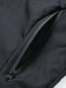 Women's Black Woven Hooded Jacket With Drawstring And Zipper Pockets, Long Sleeve, Regular Length, Casual Outerwear With No Stretch