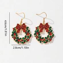 زوج أنيق وعصري من أقراط هدايا عيد الميلاد بتصميم إكليل عيد الميلاد وبابا نويل والثلجي، أقراط مجوهرات أنيقة ومتعددة الاستخدامات للنساء، هدية عيد الميلاد المثالية للصديقات - متعدد الألوان - مشاهدة 5