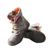 1 Pair TMA EYES Women's Black Vintage Ankle Boots, Distressed Leather With Color-Block Stitching, Plush Lining & Multi-Detail Design - 黑色 - 查看 5
