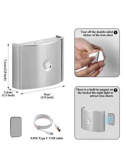 LED Slimme Sensor Night Light, Indoor Motion Wand Lamp, Wireless Battery Powered, Adhesive Rotatable, Portable, Easy To Install, Adjustable Temperature Brightness, Hallways, Bathrooms, Bedrooms, Kitchens, Cabinets, Stairs, Entrances, Bedside, Tables, Closets, Home ation, Living Room Bedside Cordless Verlichting view 11