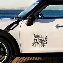 1pc Wild Flowers Car Decal Stickers, Plastic Material, Glossy Finish, Durable Adhesive For Windows Laptop Luggage Auto Accessories Ideal For Women - A - View 3