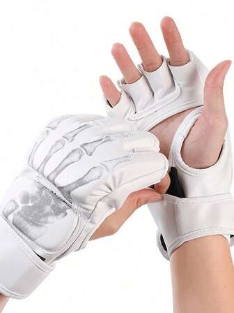 1 par de guantes de media mano para hombres, guantes gruesos para adultos para bolsa de boxeo y lucha