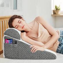 Bed Wedge Pillow With Headrest – Memory Foam Triangle Support Cushion, Incline Cushion For Sleeping/Reading, Relieves Sleep Apnea, Acid Reflux, Snoring (Back Support For Sitting Up In Bed) - 彩色 - View 2