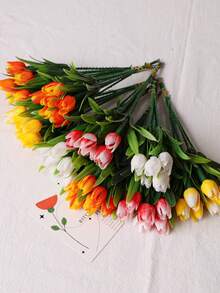 1 باقة من 6 زهور زنبق صناعية مصغرة، طول 19 سم/7.4 بوصة، نباتات صناعية واقعية، زهور اصطناعية، ديكور زهري واقعي، مصنوعة من مادة البولي إيثيلين، مناسبة لديكور حفل التخرج، أعمال فنية نباتية، ديكور الغرف، ديكور طاولات، ديكور داخلي، ديكور غرفة الطالب/المكتب، ديكور حفلات خارجية وأعياد الميلاد، ديكور مدخل المنزل والفندق والمطعم وغرفة المعيشة وغرفة النوم والمطبخ والحديقة، ديكور عيد الفصح، ديكور مركزي لطاولة الطعام في المناسبات - متعدد الألوان - مشاهدة 2