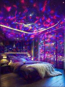 مصباح إسقاط موجات المياء بتشغيل USB، 7 ألوان دوارة، بريموت كنترول، غير قابل للشحن، هدية لحفلات الأعياد والميلاد والكريسماس