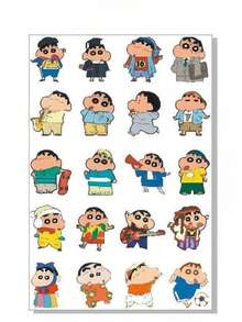 Ins Japanese Crayon Shin-Chan Transparent Sticker Waterproof DIY Student Decorative Water Cup Sticker Mobile Phone Sticker Pen Holder Sticker - Multicolor - View 2