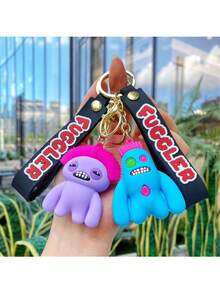 1个流行可爱龅牙怪兽钥匙扣，Fugglers毛绒娃娃吊坠，汽车/包包钥匙圈，小礼物