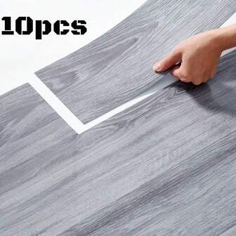 10pcs 40x15cm Floor Sticker Wall Sticker Modern Self-Adhesive Thick PVC Wood Grain Floor Sticker Living Room Bedroom Decoration